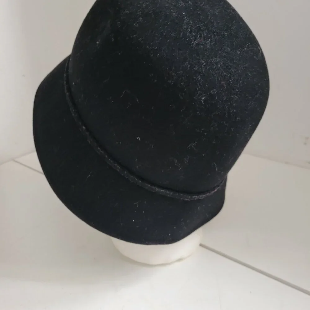 Vintage Black Wool Hat 1920's Styling bucket Hat - Picture 4 of 6